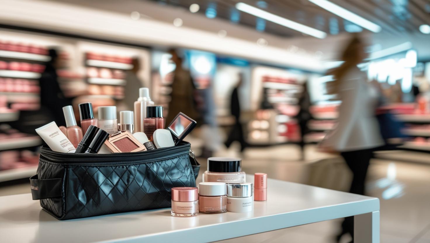 Wide assortment of beauty products in fast-paced retail.